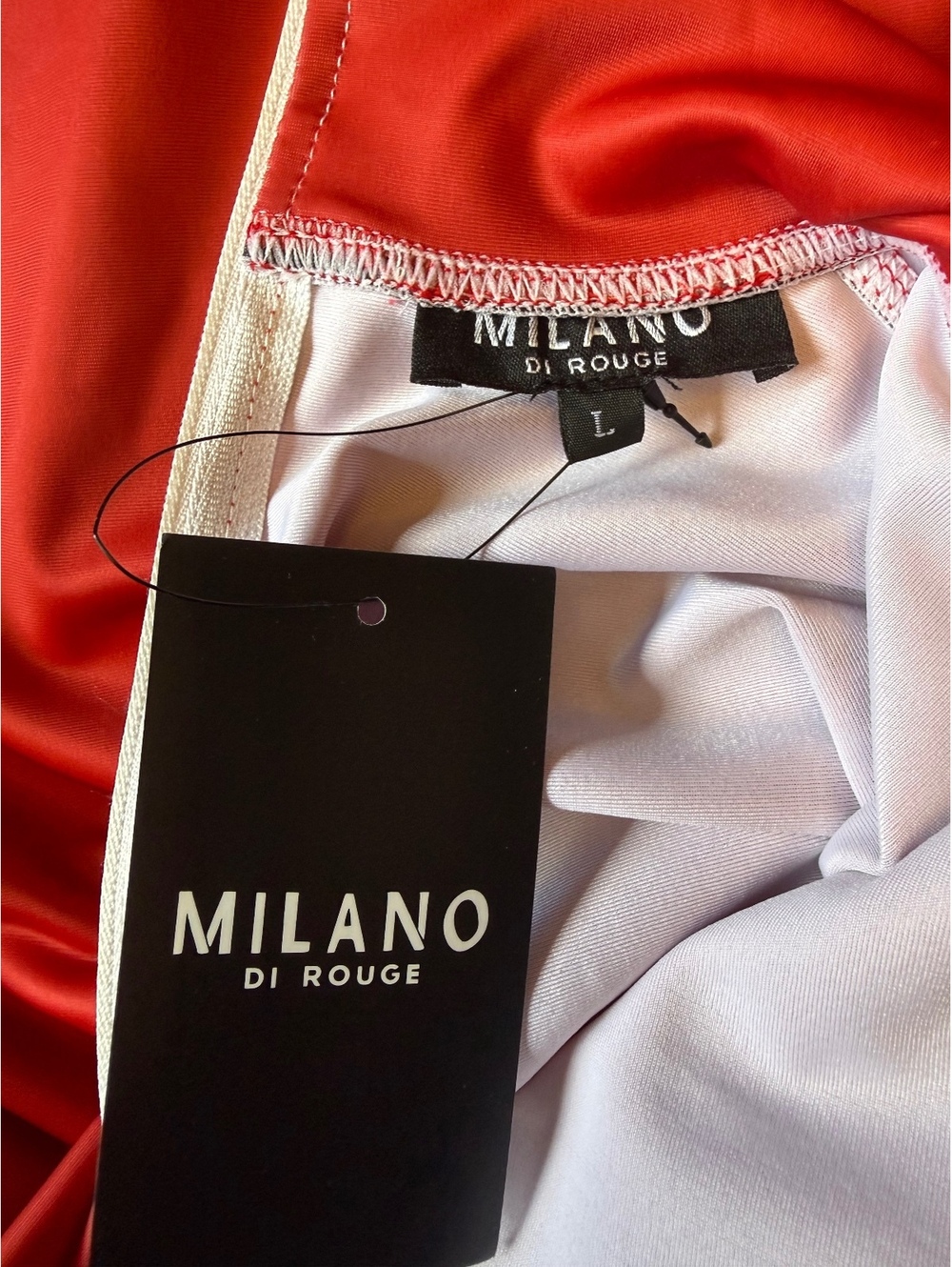 MILANO DI ROUGE Long Sleeve Mock Neck Bodysuit Red Size Large NWT - Picture 5 of 6